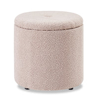  Pouf de rangement Saskatchewan rond en tissu - rose