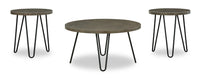  Ensemble de 3 tables rondes modernes Sybil de 34 po, table à café et 2 tables de bout - gris