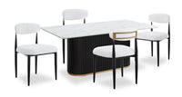  Ensemble de salle à manger Capri de Kort & Co. 5 pièces avec table de 72 po (L), touches dorées, base piédestal et 4 chaises - blanc