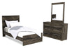 Ensemble de chambre à coucher Riley 5 pièces avec lit à panneaux, commode et miroir, fabriqué au Canada, gris - format lit simple