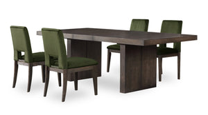 Ensemble de salle à manger Zelda 5 pièces avec table de 78 po à 96 po (L) et 4 chaises - vert et brun espresso
