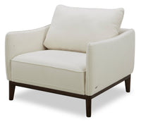  Fauteuil Gena Cindy Crawford Home de 38,5 po en tissu d’apparence lin blanc coton avec coussin de dossier amovibl