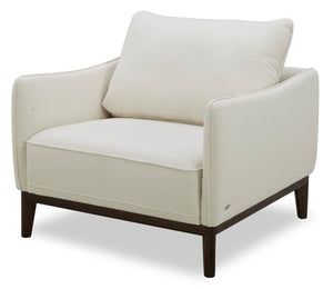 Fauteuil Gena Cindy Crawford Home de 38,5 po en tissu d’apparence lin blanc coton avec coussin de dossier amovible