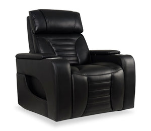 Fauteuil de massage à inclinaison électrique Zen de 40 po en similicuir noir avec appuie-tête électrique et siège chauffant