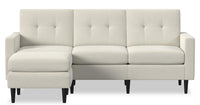  Sofa modulaire BLOK de Scott Living de 88,97 po en tissu bouclé ivoire avec fauteuil long, accoudoirs à l’anglaise et coussins réversibles