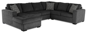 Sofa-lit sectionnel de gauche Legend 4 pièces en chenille - poivre