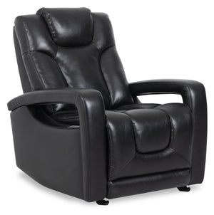 Fauteuil à inclinaison électrique Kenzo de 35 po en similicuir noir avec appuie-tête électrique, repose-pied et port USB