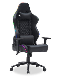  Fauteuil de jeu ergonomique Falcon de 30 po avec haut-parleurs Bluetooth intégrés et éclairage à DEL - noir