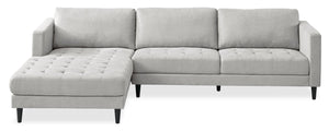 Sofa sectionnel de gauche Metro 2 pièces en tissu avec fauteuil long et coussins de siège capitonnés - neutre