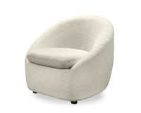  Fauteuil d’appoint courbé Lola de 28,7 po en tissu de bouclé blanc avec coussin de siège amovible