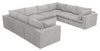 Sofa sectionnel modulaire Fusion 8 pièces en tissu de chenille gris argenté avec coussins de dossier amovibles en duvet et plumes