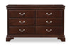 ["Commode Marco de 58 po (l) x 35 po (H) à 6 tiroirs pour la chambre à coucher - brun cerisier"]