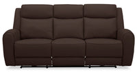  Sofa à inclinaison électrique Reign de 87 po en cuir véritable de qualité supérieure brun chocolat Silverado avec port USB