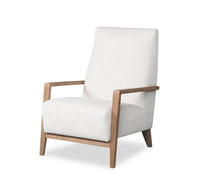  Fauteuil d’appoint Adley 28 po en tissu de chenille blanc albâtre avec accoudoirs et pattes en bois