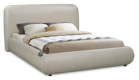  Luka Upholstered Platform Bed in Taupe Vegan-Leather Fabric, Modern - Queen Size