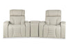 Sofa sectionnel de massage à inclinaison électrique Zen 3 pièces de style cinéma maison en similicuir abricot avec console de rangement