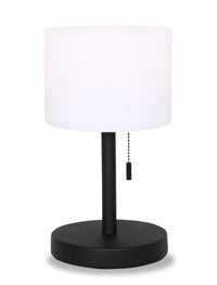  Lampe de table moderne portable Solana de 11 po en métal et en acrylique avec port USB - noire