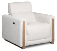  Fauteuil à inclinaison électrique Sable de 38 po en tissu de chenille blanc albâtre avec appuie-tête électrique et port USB