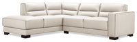  Sofa sectionnel de gauche Citadel 2 pièces en cuir véritable de qualité supérieure avec pattes en hévéa - blanc givré