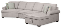  Sofa-lit sectionnel enveloppant de gauche Haven de Scott Living 3 pièces en tissu de chenille avec rangement - gris