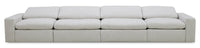  Sofa sectionnel à  inclinaison électrique modulaire Sky 4 pièces en tissu avec coussins amovibles en duvet et plumes - blé Nathan