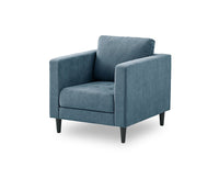  Fauteuil Metro de 32 po en tissu avec coussin de siège capitonné et coussin de dossier réversible - bleu denim