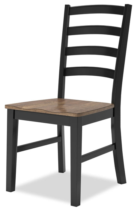 Ensemble de salle à manger Raven 6 pièces avec table à rallonge, 60 po à 78 po (L), banc et 4 chaises - deux teintes, noir et brun