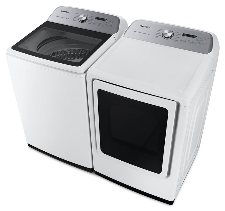 Laveuse à chargement par le haut de 6 pi3 et sécheuse électrique de 7,4 pi3 avec vapeur de Samsung - blanches