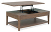 Table à café contemporaine Bennett de 48 po en bois massif avec dessus relevable, rangement, tablette et roulettes - taupe