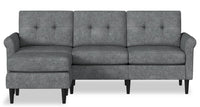  Sofa modulaire BLOK de Scott Living de 88,97 po en tissu gris acier avec fauteuil long, accoudoirs enroulés et coussins réversibles