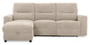 Sofa sectionnel de gauche à inclinaison électrique Meadow 2 pièces en tissu de chenille taupe avec fauteuil long de rangement