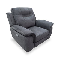  Fauteuil à inclinaison électrique Vander de 43,5 po en tissu de chenille gris avec port USB