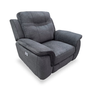 Fauteuil à inclinaison électrique Vander de 43,5 po en tissu de chenille gris avec port USB