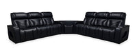  Sofa sectionnel de massage à inclinaison électrique Zen 3 pièces en similicuir noir avec deux consoles rabattables