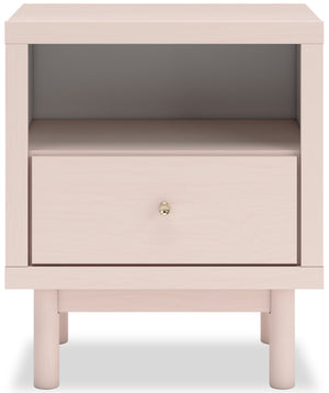 Table de nuit Lola de 21,3 po (L) x 25 po (H) à 1 tiroir avec ports USB - rose tendre