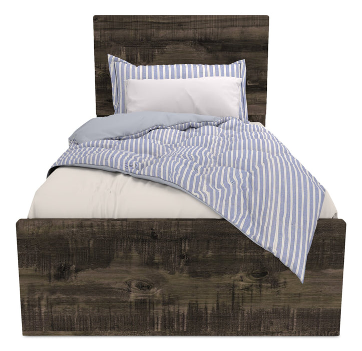 Ensemble de chambre à coucher Riley 5 pièces avec lit à panneaux, commode et miroir, fabriqué au Canada, gris - format lit simple