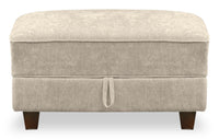  Pouf Lyric de 35,8 po en tissu de chenille taupe avec rangement et pattes en bois