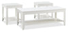 Ensemble 3 tables traditionnelles Aspen de 47,3 po (table à café et 2 tables de bout) - blanc