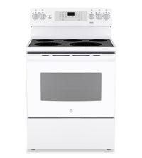 Cuisinière électrique amovible GE de 5 pi3 à convection avec friture à air sans préchauffage - blanche - JCB840DVWW 