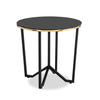 Table de bout ronde moderne Xander de 24 po avec dessus en verre - noire et dorée avec pattes en métal