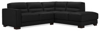  Sofa sectionnel de droite Citadel 2 pièces en cuir véritable de qualité supérieure avec pattes en hévéa - noir