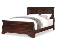  Marco Panel Bed with Headboard & Frame, Cherry Brown - Queen Size