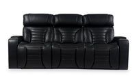  Sofa de massage à inclinaison électrique Zen de 86 po en similicuir avec appuie-têtes électriques et console rabattable - noir