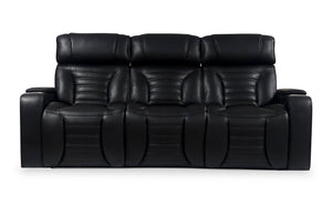 Sofa de massage à inclinaison électrique Zen de 86 po en similicuir avec appuie-têtes électriques et console rabattable - noir