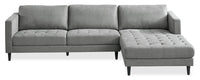  Sofa sectionnel de droite Metro 2 pièces en tissu avec fauteuil long et coussins de siège capitonnés - gris