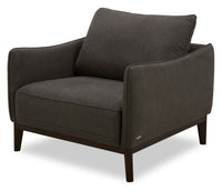  Fauteuil Gena Cindy Crawford Home de 38,5 po en tissu d’apparence lin gris anthracite avec coussin de dossier amovible