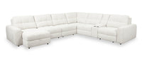  Sofa sectionnel modulaire de gauche Elevate de Scott Living 7 pièces en tissu en chenille beige avec coulissement électrique