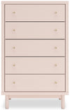 Commode verticale Lola de 31,69 po (L) x 52,5 po (H) à 5 tiroirs pour la chambre à coucher - rose tendre