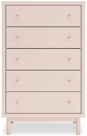 Commode verticale Lola de 31,69 po (L) x 52,5 po (H) à 5 tiroirs pour la chambre à coucher - rose tendre