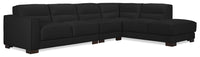  Sofa sectionnel de droite Citadel 3 pièces en cuir véritable de qualité supérieure avec pattes en bois - noir